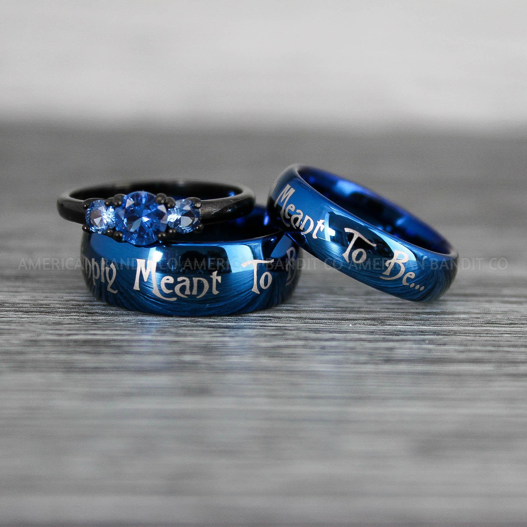 IMG_8519 Simply Meant To Be Rings, Blue Wedding Bands, Blue Wedding Rings, Couple Rings, Couple Jewelry, His and Her Rings, Matching Rings Couple Wedding Ring Couple Jewelry - Image 1