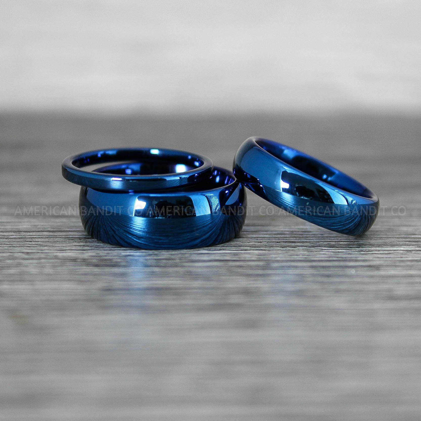 IMG_8527 Blue Couple Rings, Blue Wedding Bands, Blue Wedding Rings, Couple Rings, Couple Jewelry, His and Her Rings, Matching Rings Couple Wedding Ring Couple Jewelry - Image 1