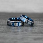 Ride or Die Rings, Ride or Die, Ride or Die Wedding Rings, Ride or Die Wedding Bands, Blue Wedding Rings, Blue Wedding Bands, Biker Rings
