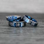 Ride or Die Rings, Ride or Die, Ride or Die Wedding Rings, Ride or Die Wedding Bands, Blue Wedding Rings, Blue Wedding Bands, Biker Rings
