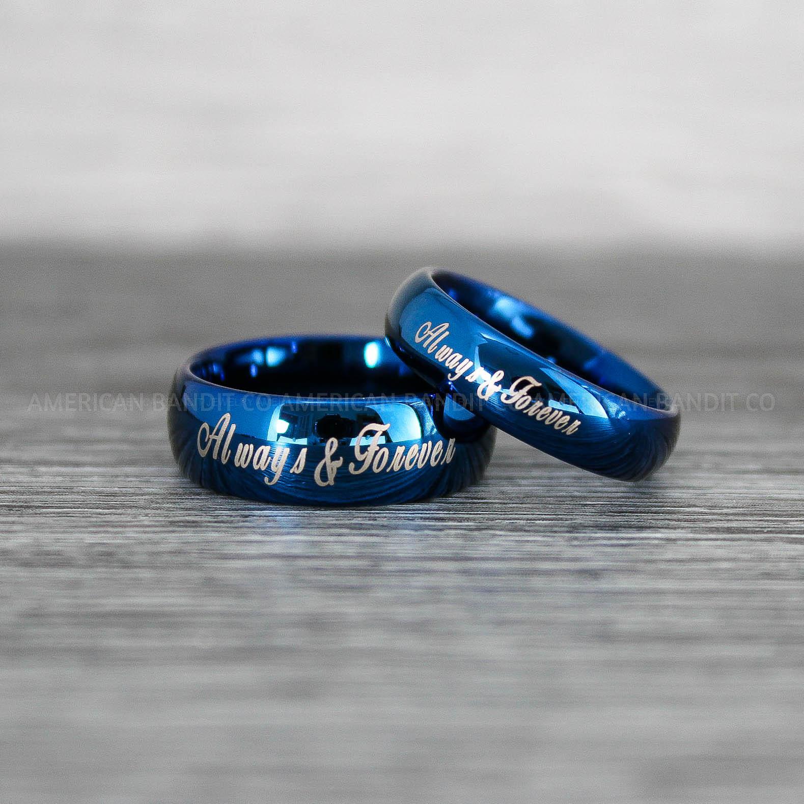 IMG_8551 Always and Forever Rings, Couple Rings, Couple Wedding Bands, Matching Couple Rings, Couple Jewelry, Blue Wedding Rings - Image 1