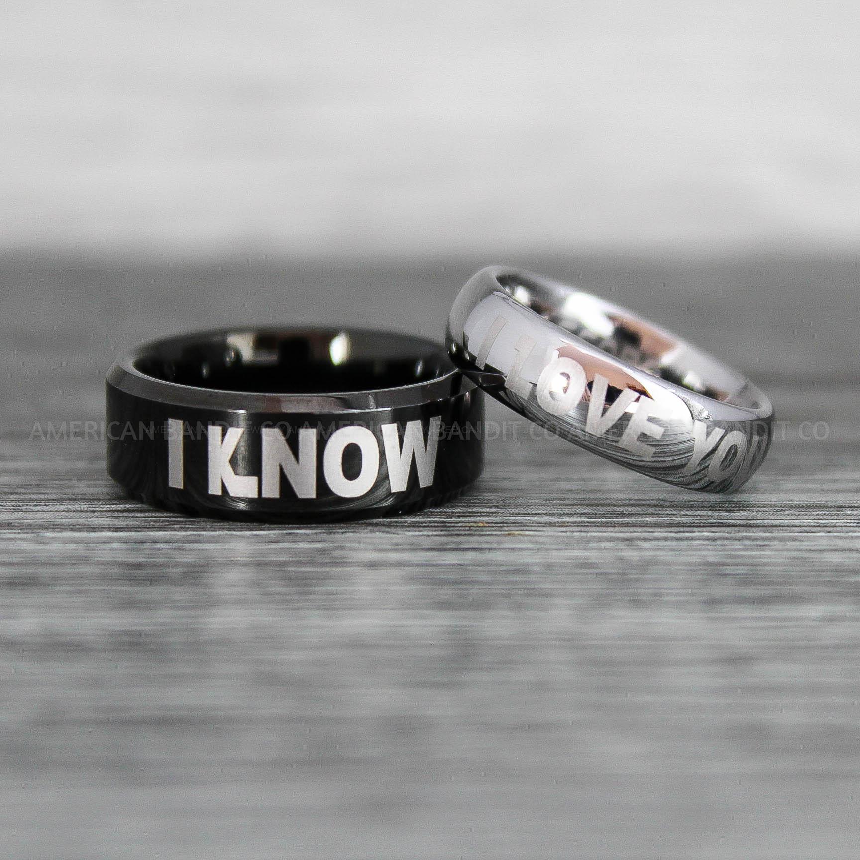 IMG_8561 I Love You I Know Rings, Aurebesh Rings, Black Wedding Bands, Aurebesh Wedding Bands, Aurebesh Wedding Rings, Aurebesh Jewelry - Image 1