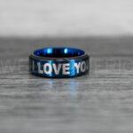 I Love You I Know Rings, Aurebesh Rings, Blue Wedding Bands, Aurebesh Wedding Bands, Aurebesh Wedding Rings, Aurebesh Jewelry - Image 2