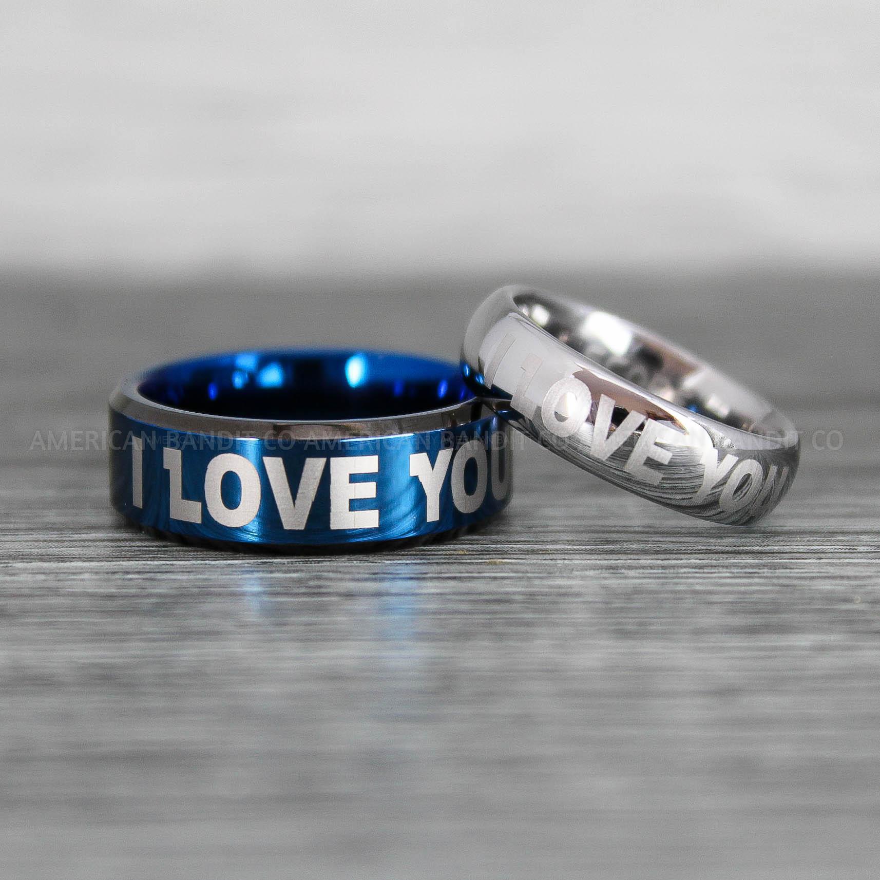IMG_8571 I Love You I Know Rings, Aurebesh Rings, Blue Wedding Bands, Aurebesh Wedding Bands, Aurebesh Wedding Rings, Aurebesh Jewelry - Image 1