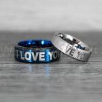 I Love You I Know Rings, Aurebesh Rings, Blue Wedding Bands, Aurebesh Wedding Bands, Aurebesh Wedding Rings, Aurebesh Jewelry