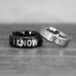 I Love You I Know Rings, Aurebesh Rings, Black Wedding Bands, Aurebesh Wedding Bands, Aurebesh Wedding Rings, Aurebesh Jewelry