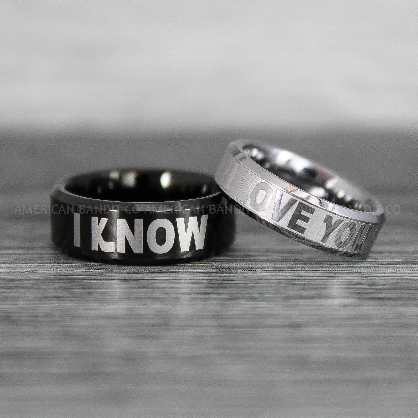 IMG_8573 I Love You I Know Rings, Aurebesh Rings, Black Wedding Bands, Aurebesh Wedding Bands, Aurebesh Wedding Rings, Aurebesh Jewelry - Image 1