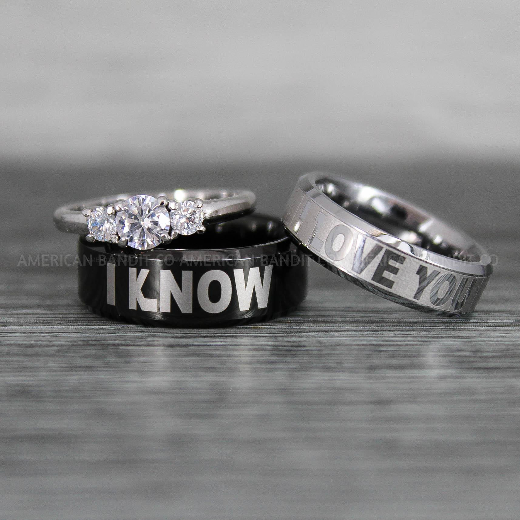 IMG_8574 I Love You I Know Rings, Aurebesh Rings, Black Wedding Bands, Aurebesh Wedding Bands, Aurebesh Wedding Rings, Aurebesh Jewelry - Image 1