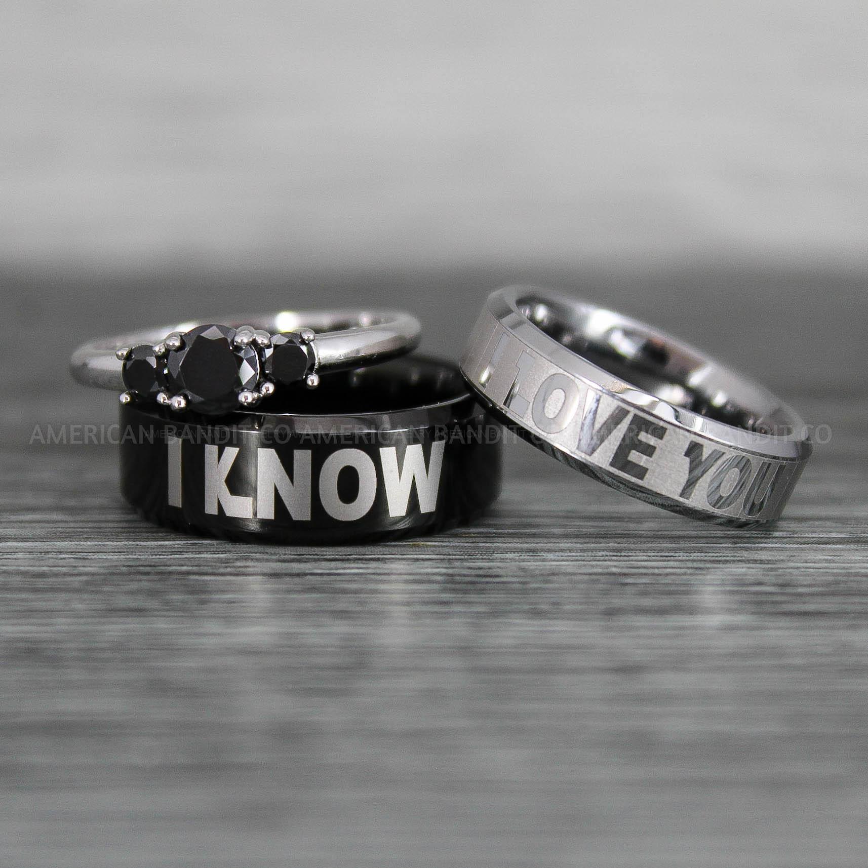 IMG_8575 I Love You I Know Rings, Aurebesh Rings, Black Wedding Bands, Aurebesh Wedding Bands, Aurebesh Wedding Rings, Aurebesh Jewelry - Image 1