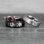 I Love You I Know Rings, Aurebesh Rings, Black Wedding Bands, Aurebesh Wedding Bands, Aurebesh Wedding Rings, Aurebesh Jewelry