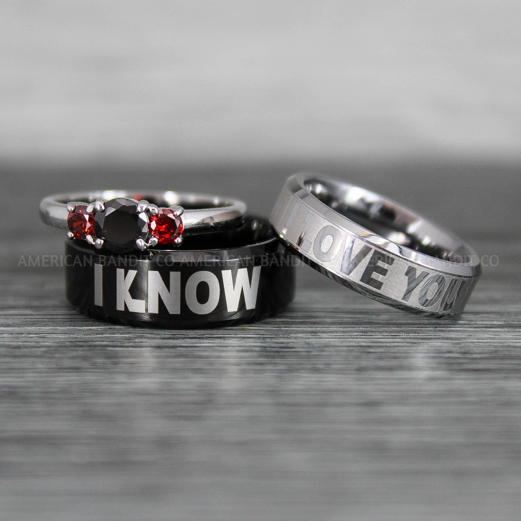 IMG_8576 I Love You I Know Rings, Aurebesh Rings, Black Wedding Bands, Aurebesh Wedding Bands, Aurebesh Wedding Rings, Aurebesh Jewelry - Image 1