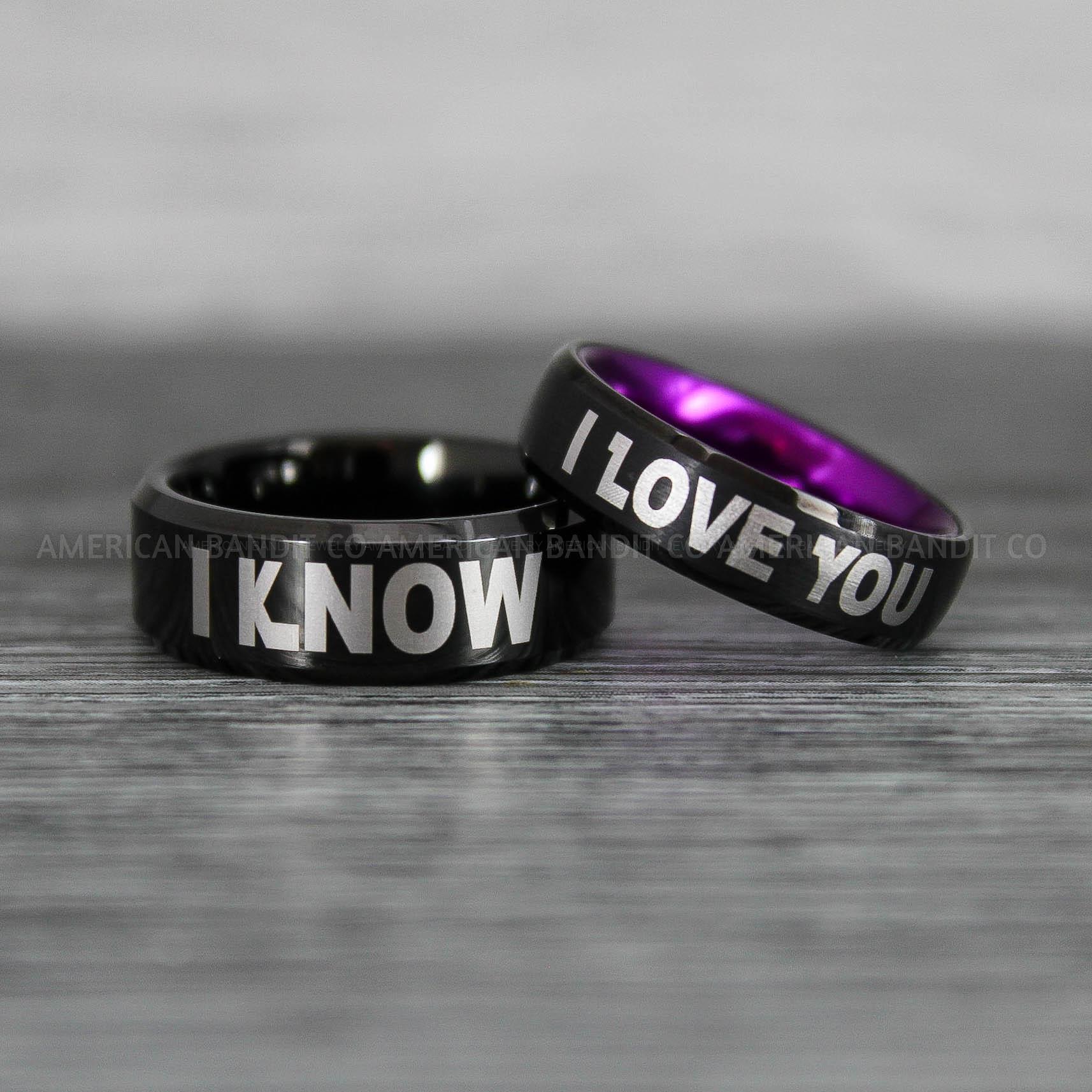 IMG_8577 I Love You I Know Rings, Aurebesh Rings, Black Wedding Bands, Aurebesh Wedding Bands, Aurebesh Wedding Rings, Aurebesh Jewelry - Image 1