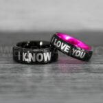 I Love You I Know Rings, Aurebesh Rings, Black Wedding Bands, Aurebesh Wedding Bands, Aurebesh Wedding Rings, Aurebesh Jewelry