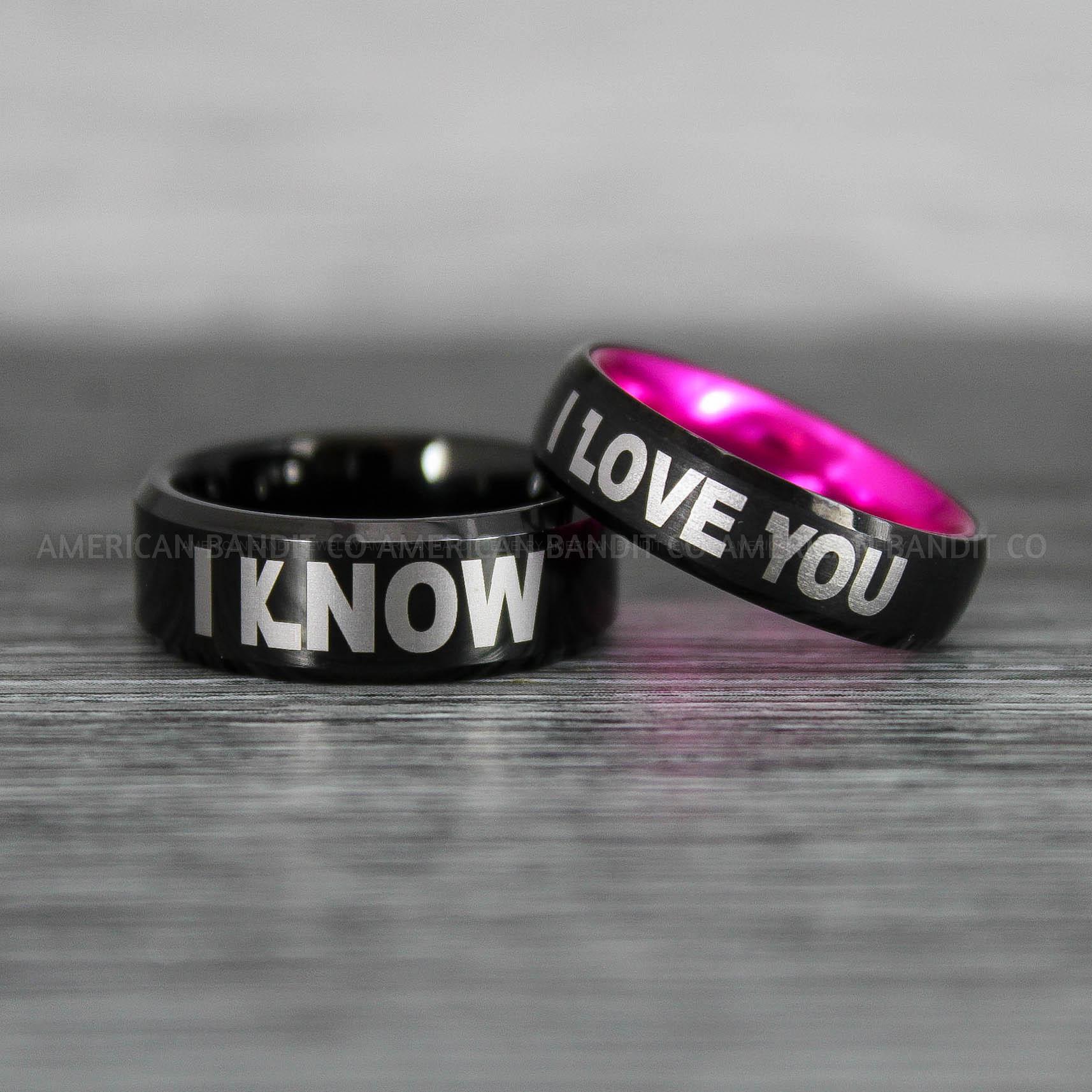 IMG_8578 I Love You I Know Rings, Aurebesh Rings, Black Wedding Bands, Aurebesh Wedding Bands, Aurebesh Wedding Rings, Aurebesh Jewelry - Image 1