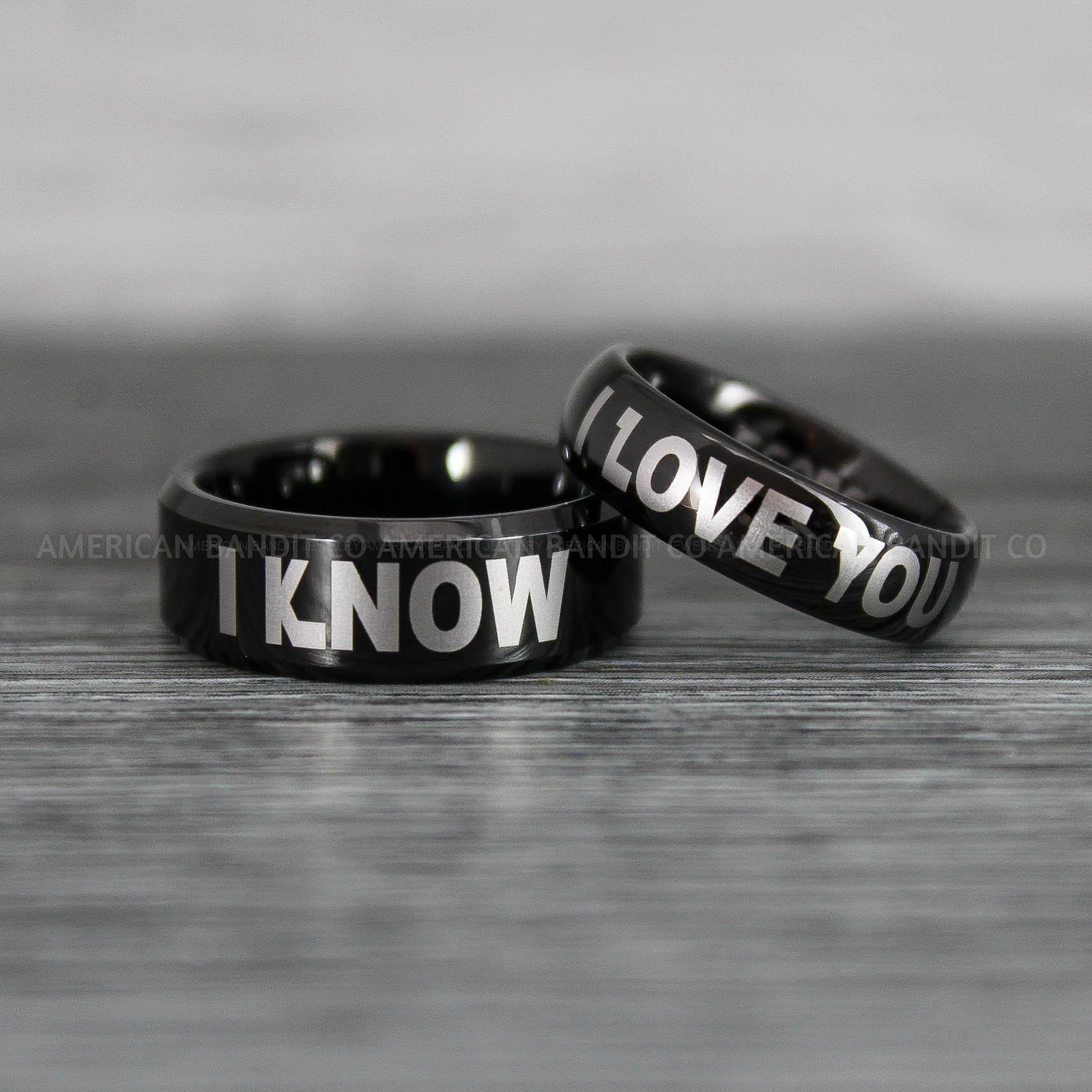 IMG_8579 I Love You I Know Rings, Aurebesh Rings, Black Wedding Bands, Aurebesh Wedding Bands, Aurebesh Wedding Rings, Aurebesh Jewelry - Image 1