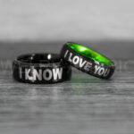 I Love You I Know Rings, Aurebesh Rings, Black Wedding Bands, Aurebesh Wedding Bands, Aurebesh Wedding Rings, Aurebesh Jewelry