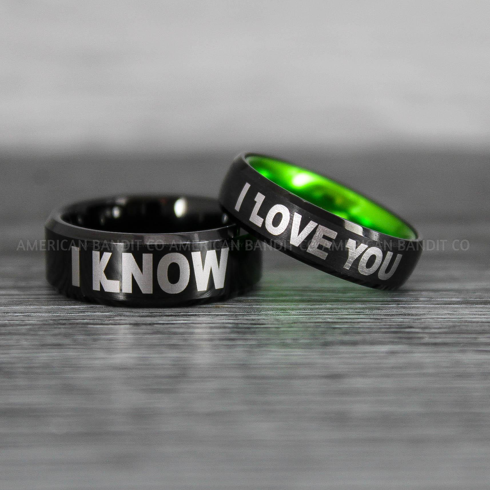IMG_8580 I Love You I Know Rings, Aurebesh Rings, Black Wedding Bands, Aurebesh Wedding Bands, Aurebesh Wedding Rings, Aurebesh Jewelry - Image 1