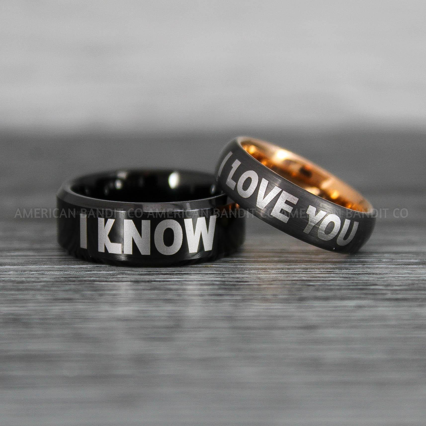 IMG_8581 I Love You I Know Rings, Aurebesh Rings, Black Wedding Bands, Aurebesh Wedding Bands, Aurebesh Wedding Rings, Aurebesh Jewelry - Image 1