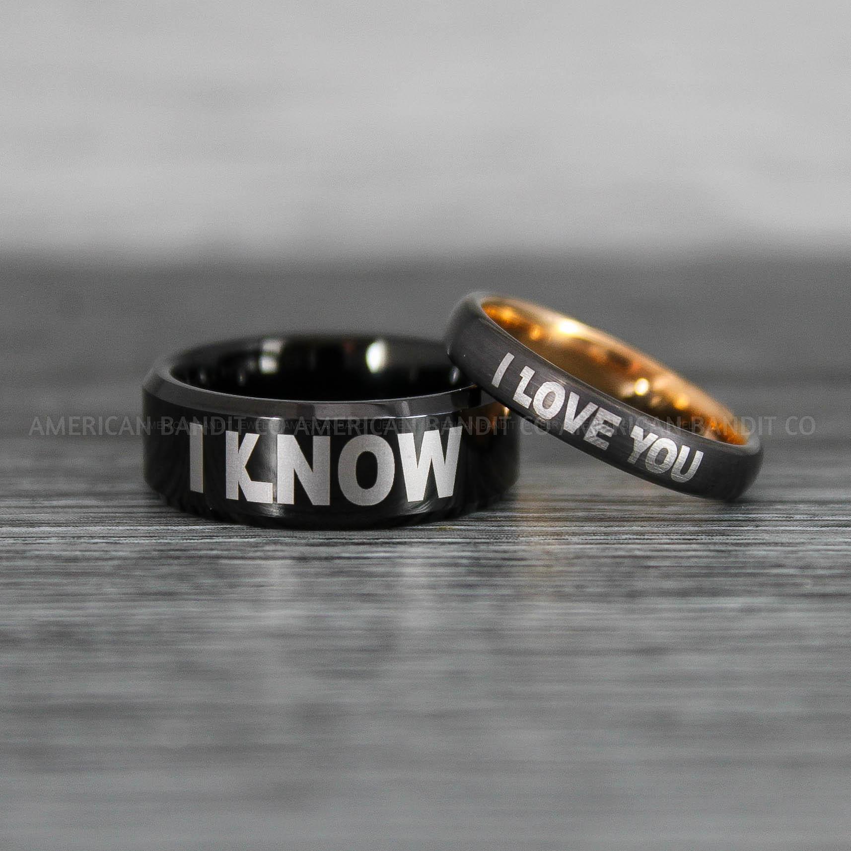 IMG_8582 I Love You I Know Rings, Aurebesh Rings, Black Wedding Bands, Aurebesh Wedding Bands, Aurebesh Wedding Rings, Aurebesh Jewelry - Image 1