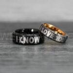 I Love You I Know Rings, Aurebesh Rings, Black Wedding Bands, Aurebesh Wedding Bands, Aurebesh Wedding Rings, Aurebesh Jewelry