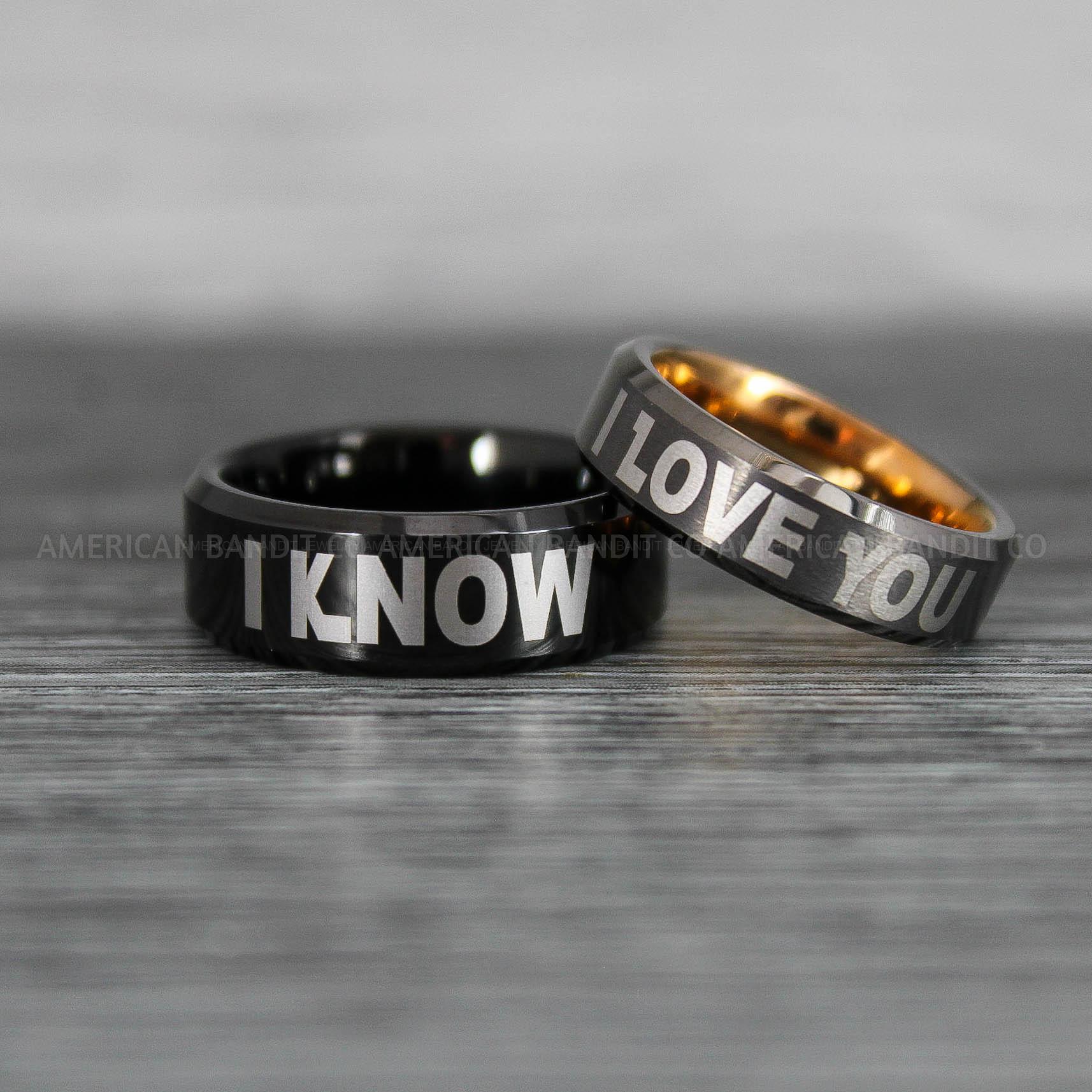 IMG_8583 I Love You I Know Rings, Aurebesh Rings, Black Wedding Bands, Aurebesh Wedding Bands, Aurebesh Wedding Rings, Aurebesh Jewelry - Image 1