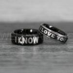 I Love You I Know Rings, Aurebesh Rings, Black Wedding Bands, Aurebesh Wedding Bands, Aurebesh Wedding Rings, Aurebesh Jewelry