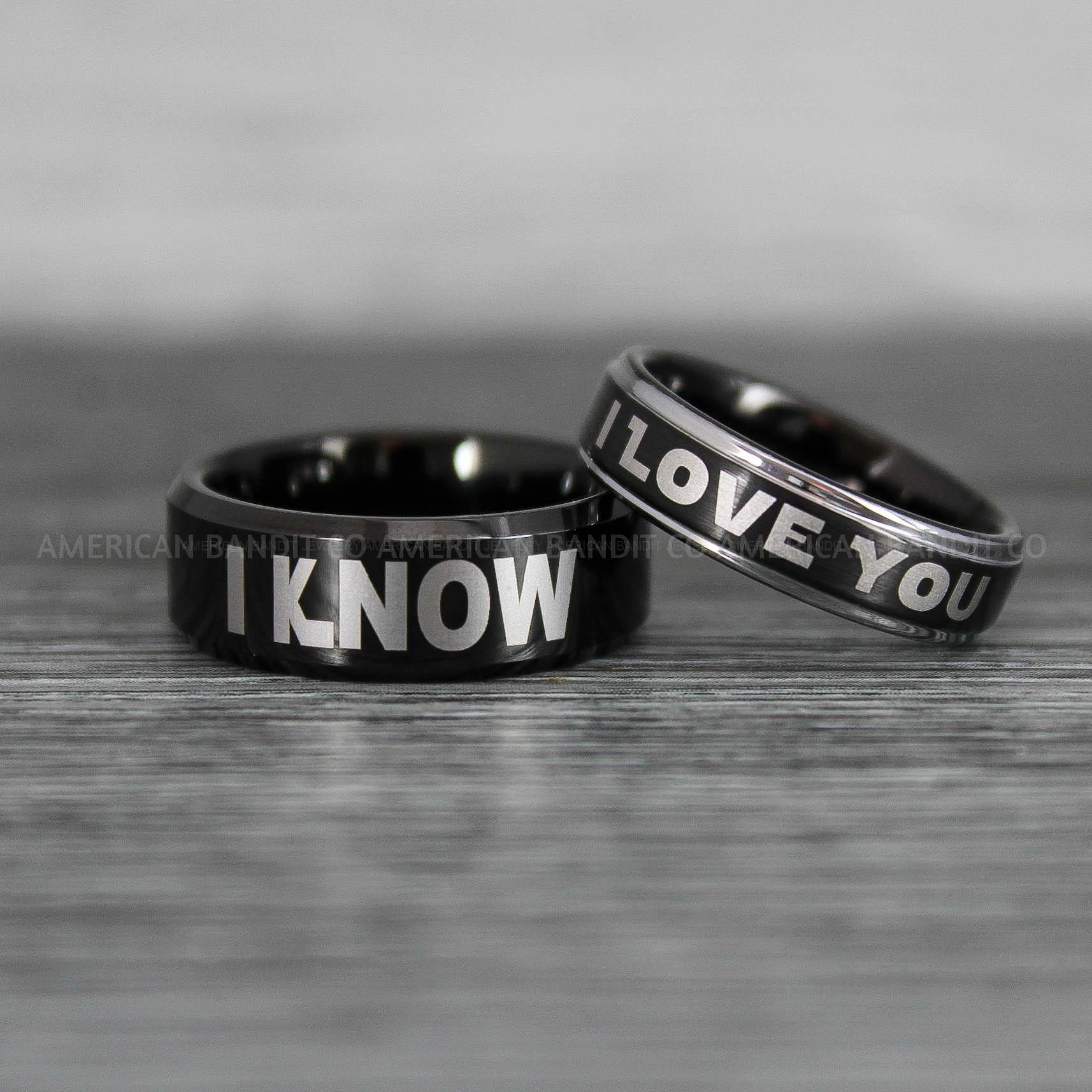 IMG_8584 I Love You I Know Rings, Aurebesh Rings, Black Wedding Bands, Aurebesh Wedding Bands, Aurebesh Wedding Rings, Aurebesh Jewelry - Image 1