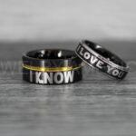 I Love You I Know Rings, Aurebesh Rings, Black Wedding Bands, Aurebesh Wedding Bands, Aurebesh Wedding Rings, Aurebesh Jewelry