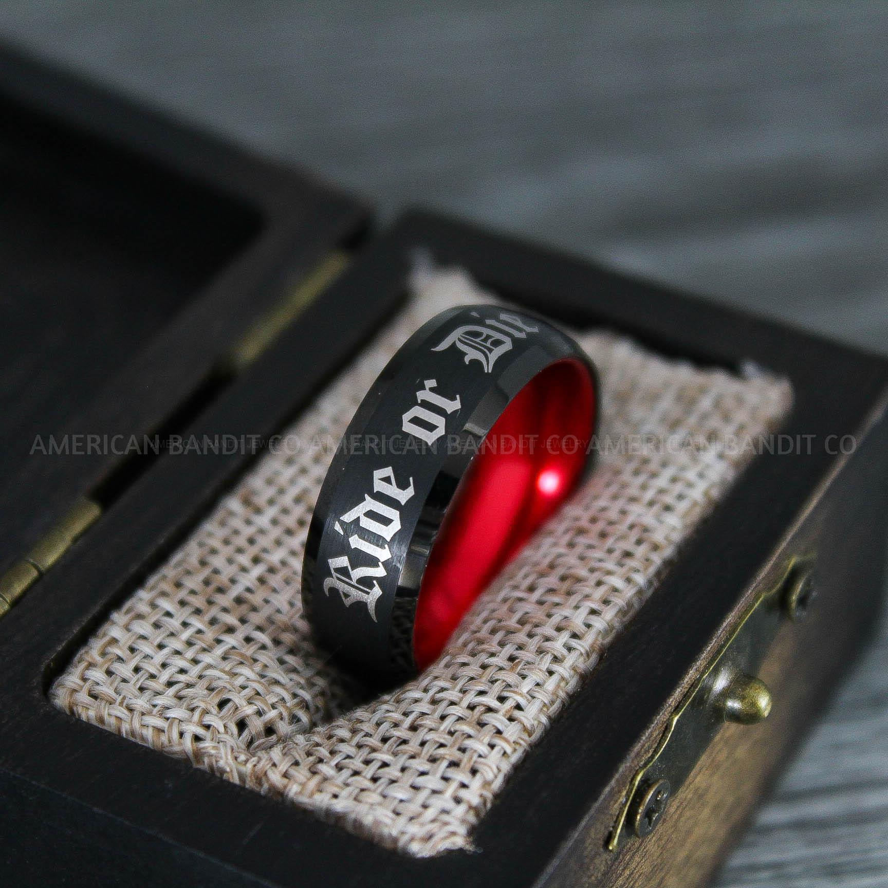 IMG_8587 Ride or Die Rings, Ride or Die, Ride or Die Wedding Rings, Ride or Die Wedding Bands, Black Wedding Rings, Black Wedding Bands, Biker Rings - Image 1