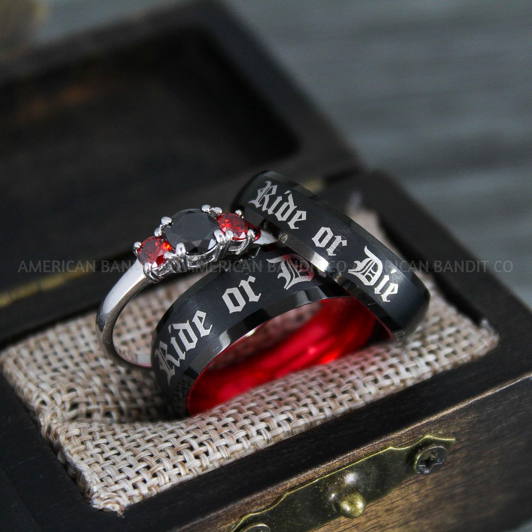 IMG_8590 Ride or Die Rings, Ride or Die, Ride or Die Wedding Rings, Ride or Die Wedding Bands, Black Wedding Rings, Black Wedding Bands, Biker Rings - Image 1