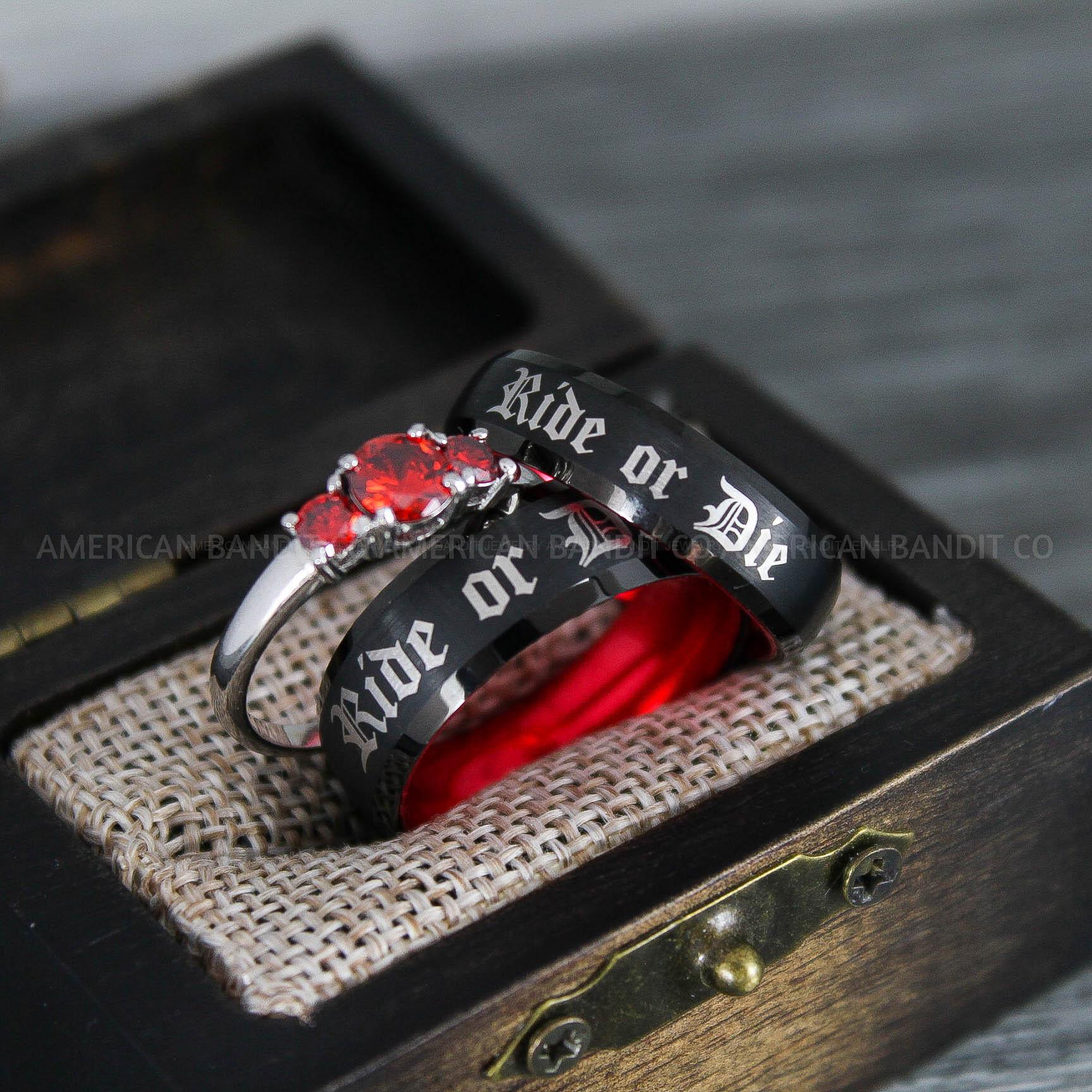 IMG_8592 Ride or Die Rings, Ride or Die, Ride or Die Wedding Rings, Ride or Die Wedding Bands, Black Wedding Rings, Black Wedding Bands, Biker Rings - Image 1