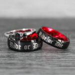 Ride or Die Rings, Ride or Die, Ride or Die Wedding Rings, Ride or Die Wedding Bands, Black Wedding Rings, Black Wedding Bands, Biker Rings
