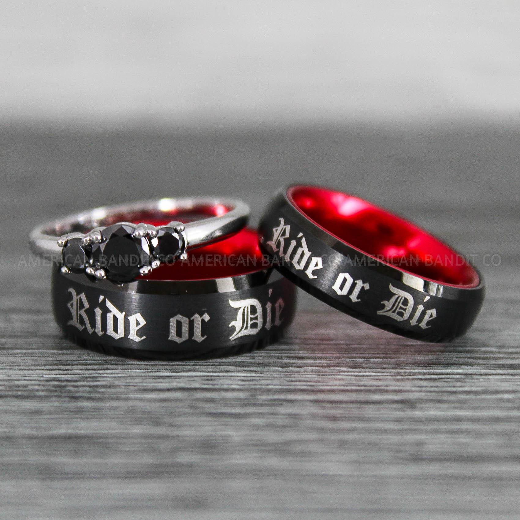 IMG_8595 Ride or Die Rings, Ride or Die, Ride or Die Wedding Rings, Ride or Die Wedding Bands, Black Wedding Rings, Black Wedding Bands, Biker Rings - Image 1