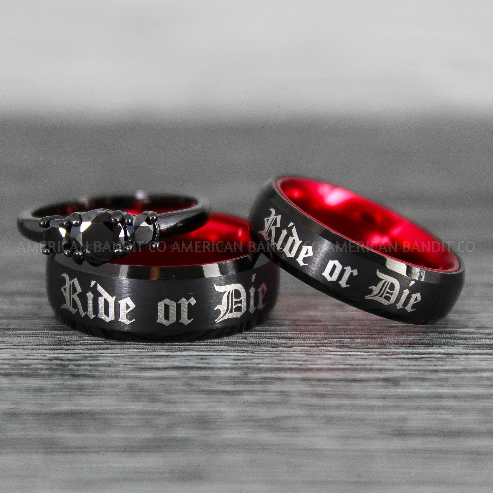 IMG_8596 Ride or Die Rings, Ride or Die, Ride or Die Wedding Rings, Ride or Die Wedding Bands, Black Wedding Rings, Black Wedding Bands, Biker Rings - Image 1