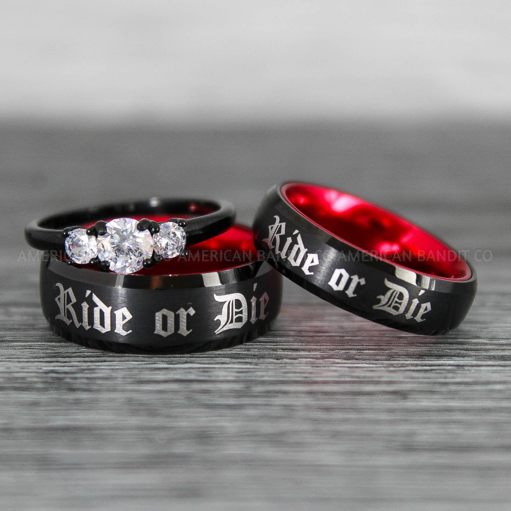 IMG_8597 Ride or Die Rings, Ride or Die, Ride or Die Wedding Rings, Ride or Die Wedding Bands, Black Wedding Rings, Black Wedding Bands, Biker Rings - Image 1