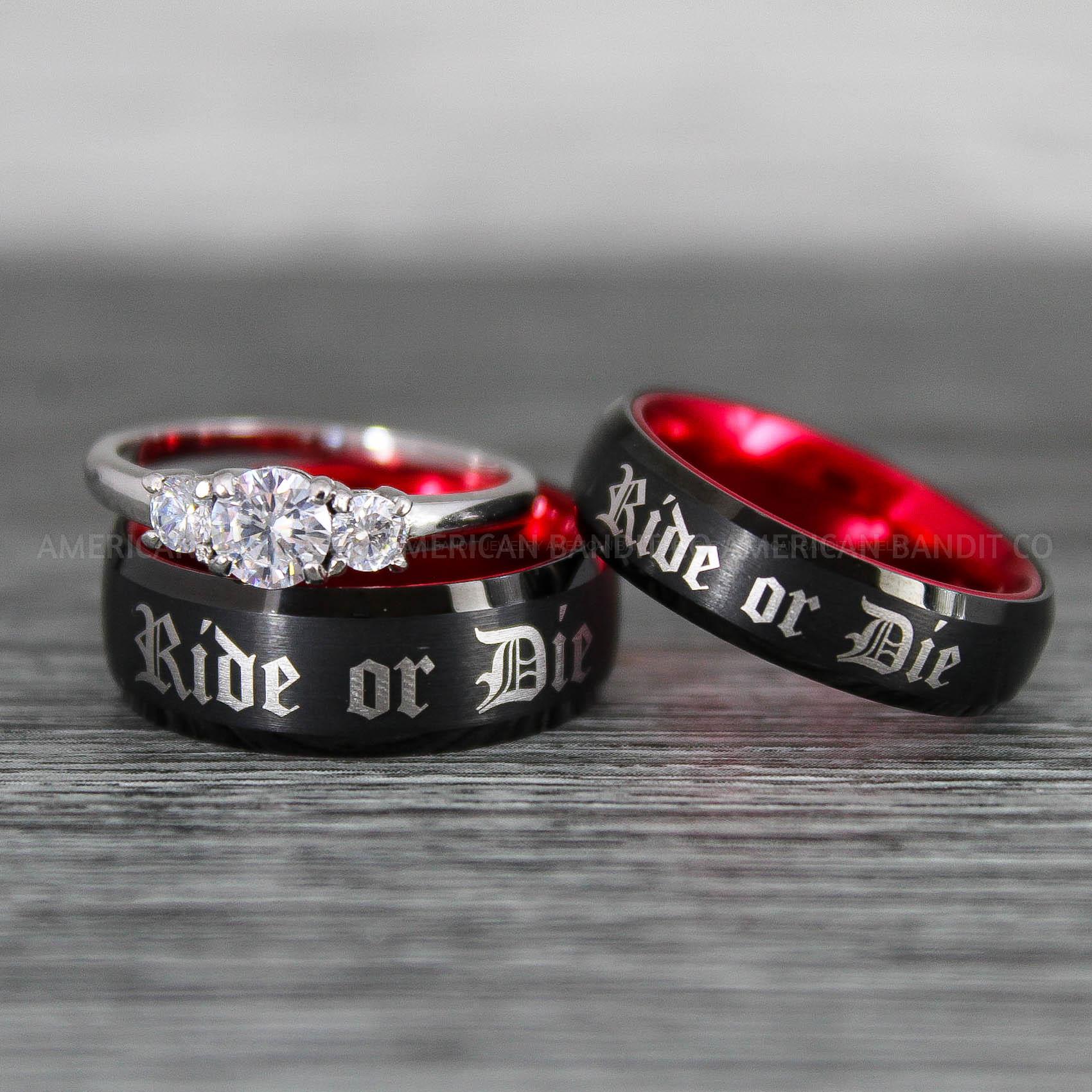 IMG_8598 Ride or Die Rings, Ride or Die, Ride or Die Wedding Rings, Ride or Die Wedding Bands, Black Wedding Rings, Black Wedding Bands, Biker Rings - Image 1