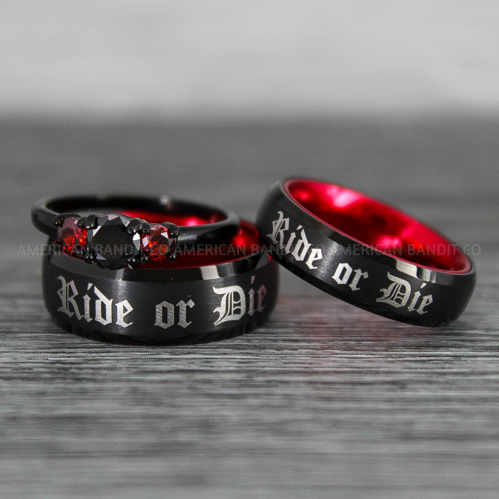 IMG_8599 Ride or Die Rings, Ride or Die, Ride or Die Wedding Rings, Ride or Die Wedding Bands, Black Wedding Rings, Black Wedding Bands, Biker Rings - Image 1