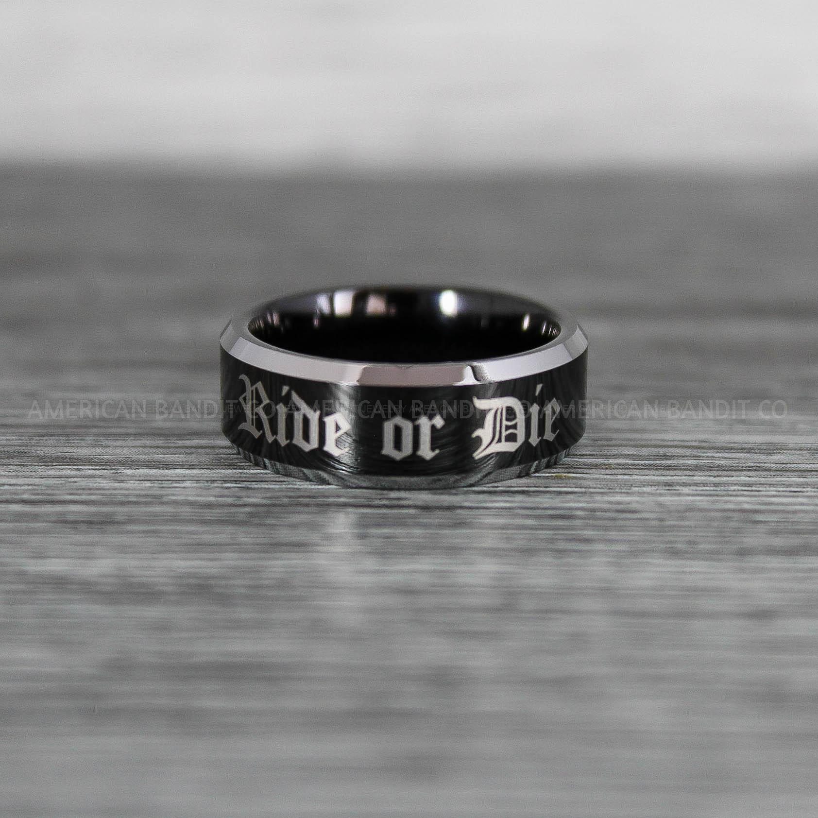 IMG_8606 Ride or Die Rings, Ride or Die, Ride or Die Wedding Rings, Ride or Die Wedding Bands, Black Wedding Rings, Black Wedding Bands, Biker Rings - Image 1