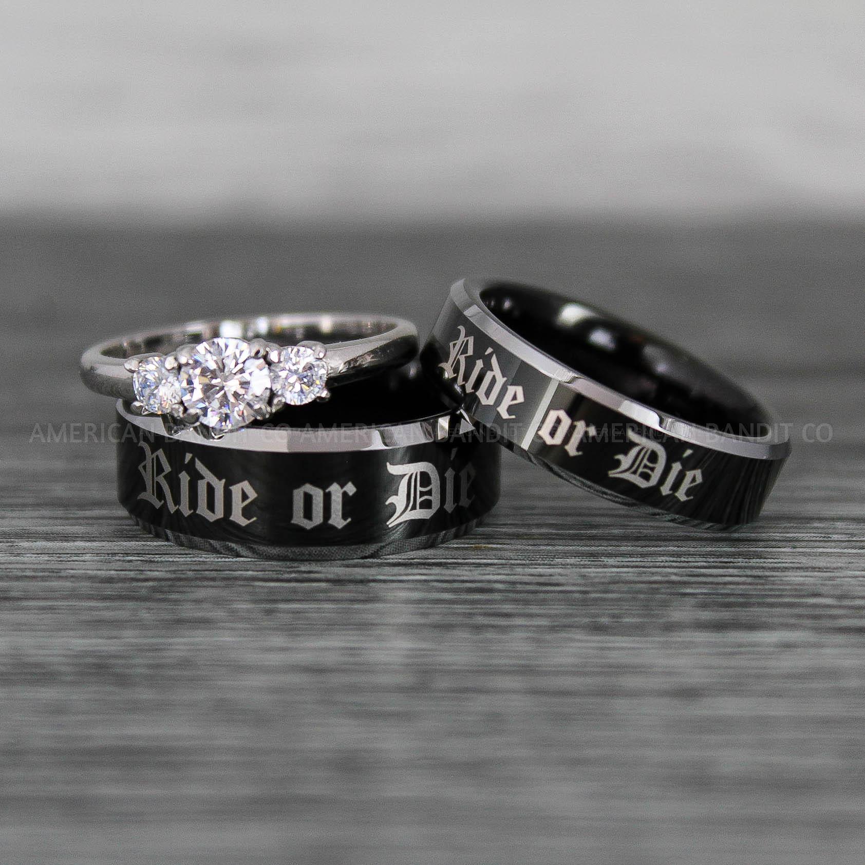 IMG_8609 Ride or Die Rings, Ride or Die, Ride or Die Wedding Rings, Ride or Die Wedding Bands, Black Wedding Rings, Black Wedding Bands, Biker Rings - Image 1