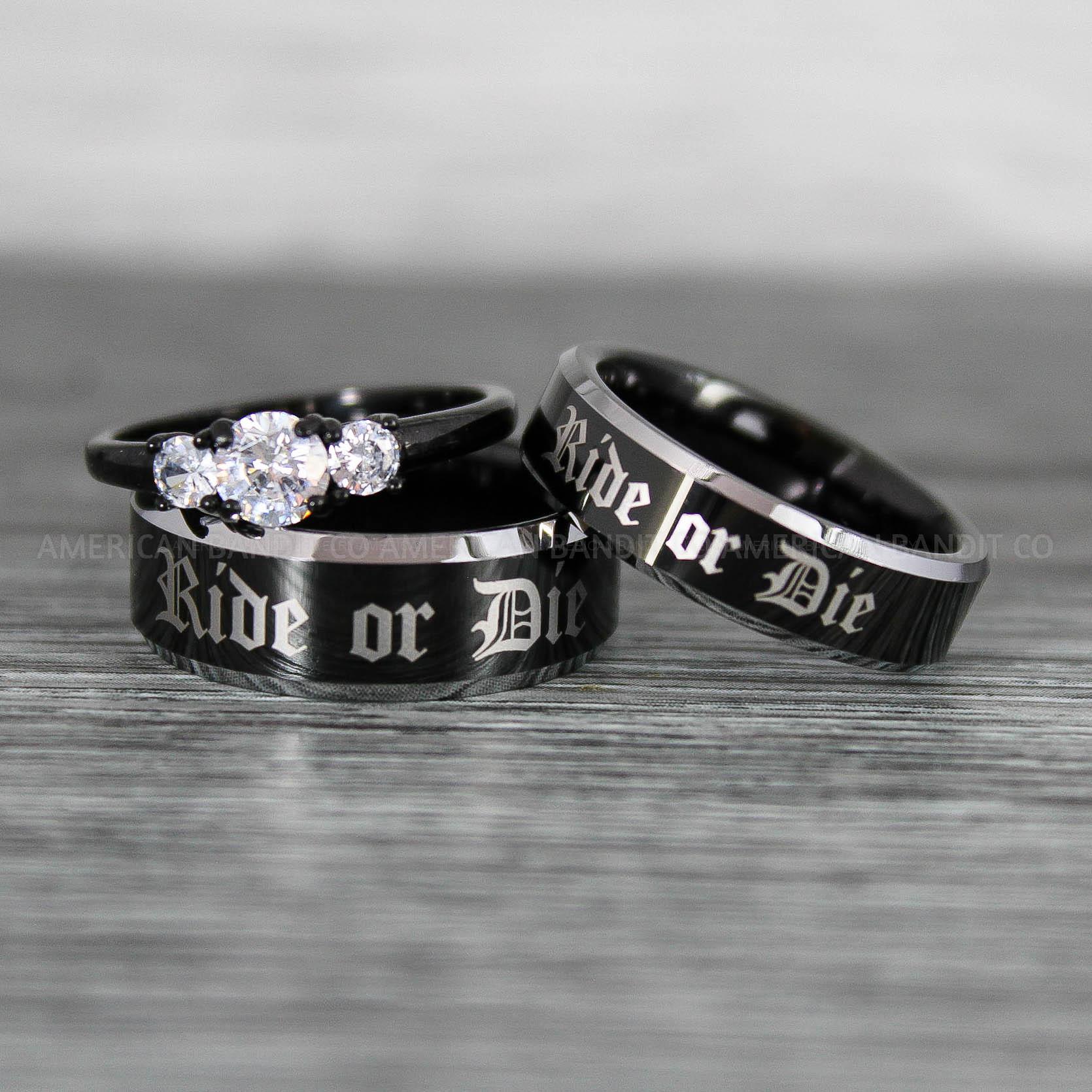IMG_8610 Ride or Die Rings, Ride or Die, Ride or Die Wedding Rings, Ride or Die Wedding Bands, Black Wedding Rings, Black Wedding Bands, Biker Rings - Image 1