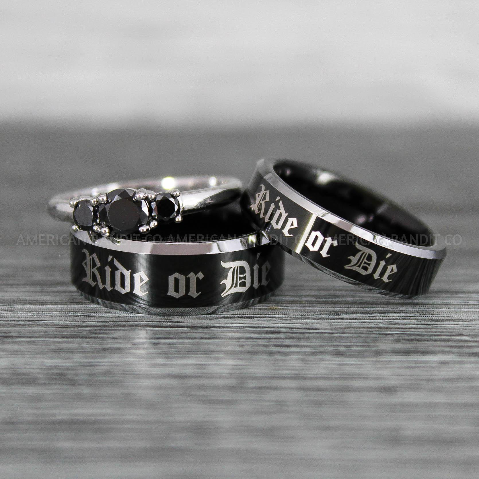 IMG_8611 Ride or Die Rings, Ride or Die, Ride or Die Wedding Rings, Ride or Die Wedding Bands, Black Wedding Rings, Black Wedding Bands, Biker Rings - Image 1