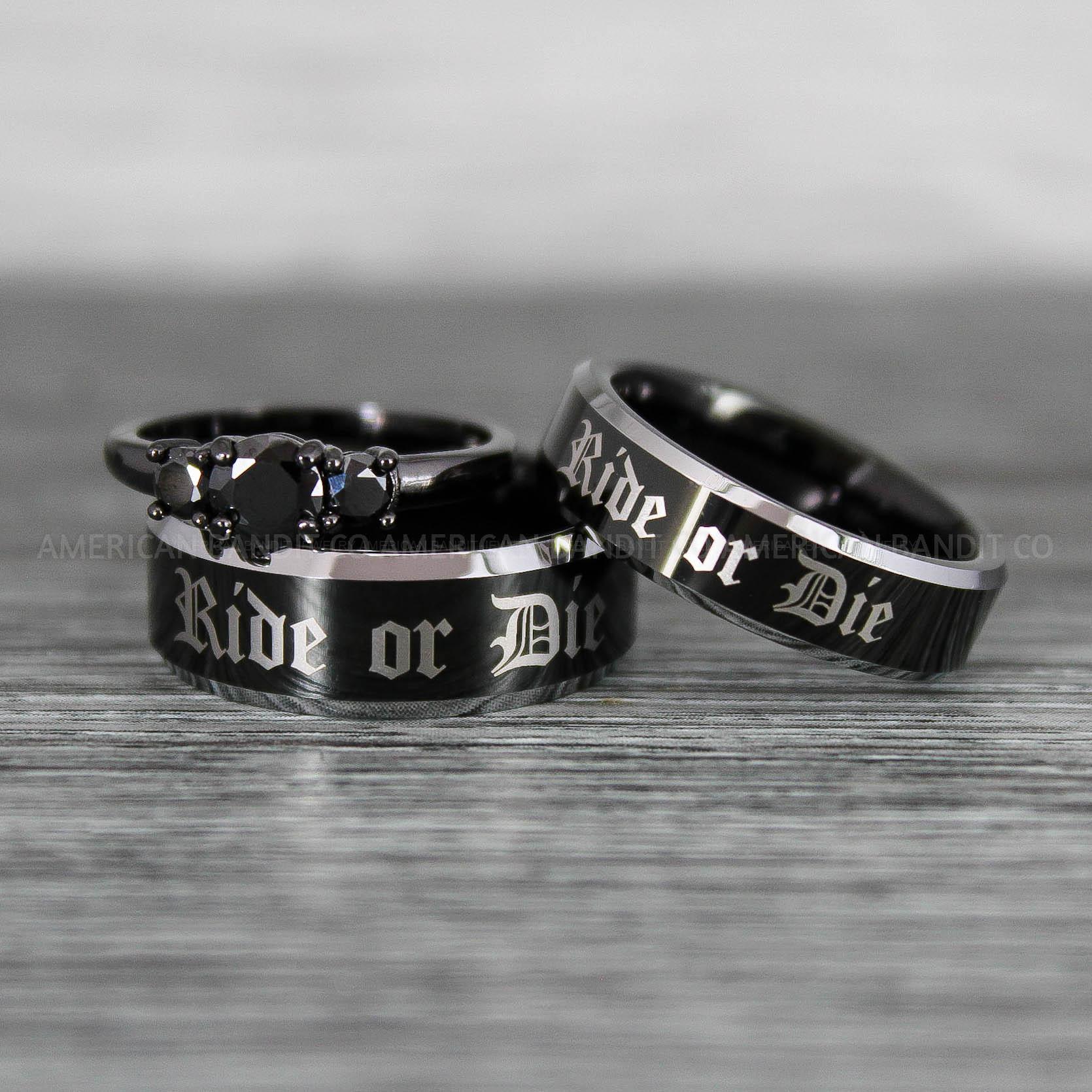 IMG_8612 Ride or Die Rings, Ride or Die, Ride or Die Wedding Rings, Ride or Die Wedding Bands, Black Wedding Rings, Black Wedding Bands, Biker Rings - Image 1