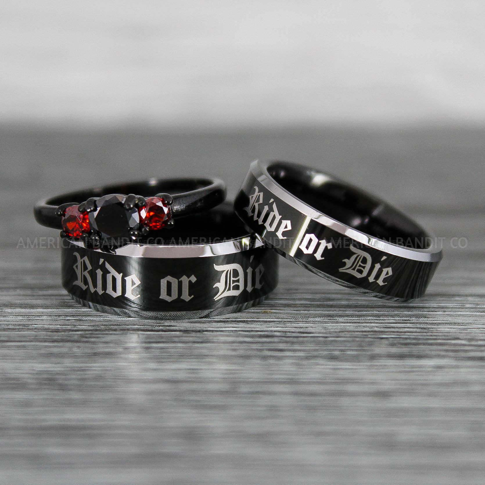 IMG_8613 Ride or Die Rings, Ride or Die, Ride or Die Wedding Rings, Ride or Die Wedding Bands, Black Wedding Rings, Black Wedding Bands, Biker Rings - Image 1