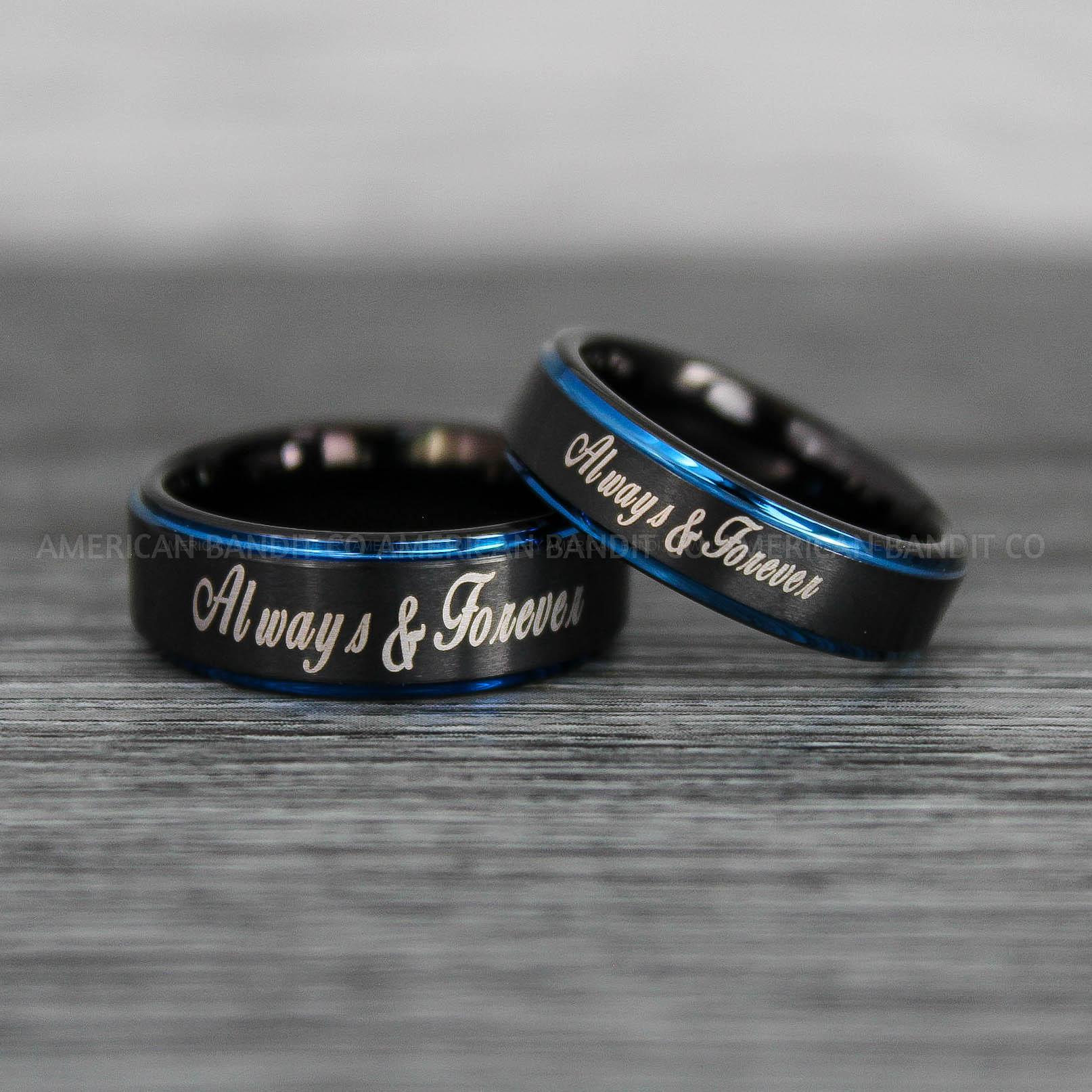 IMG_8615 Always and Forever Rings, Couple Rings, Couple Wedding Bands, Matching Couple Rings, Couple Jewelry, Black Wedding Rings - Image 1