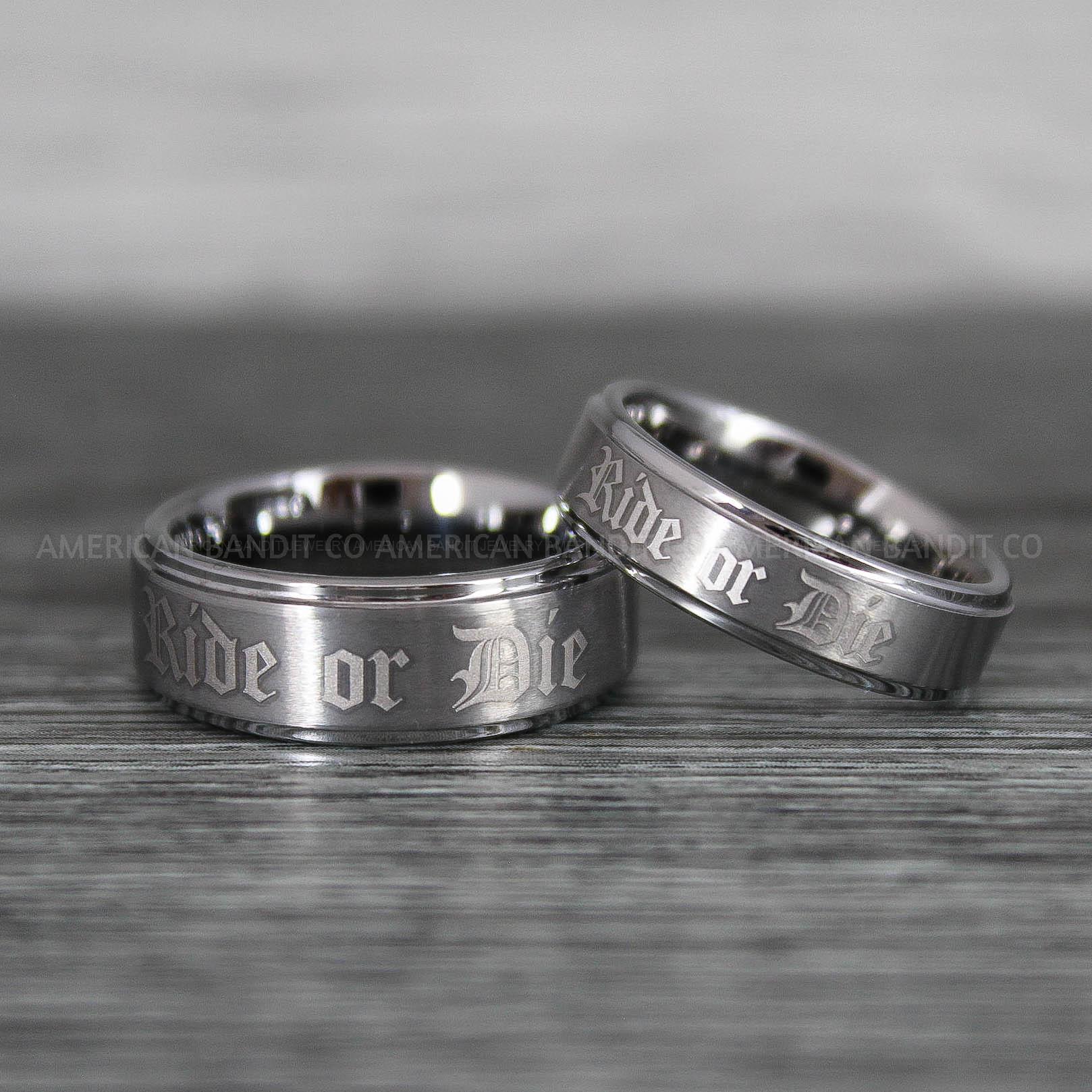 IMG_8621 Ride or Die Rings, Ride or Die, Ride or Die Wedding Rings, Ride or Die Wedding Bands, Silver Wedding Rings, Silver Wedding Bands, Biker Rings - Image 1
