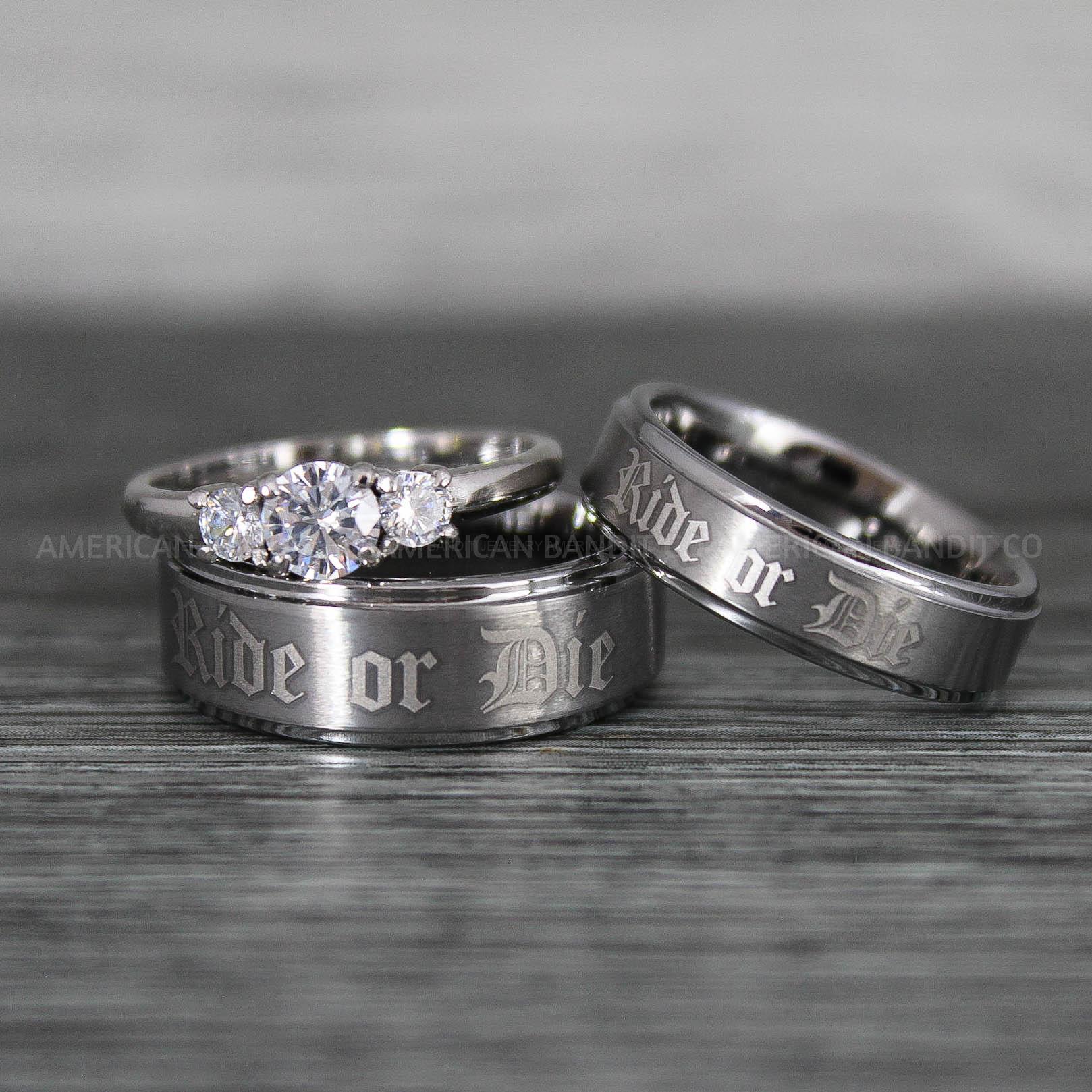 IMG_8622 Ride or Die Rings, Ride or Die, Ride or Die Wedding Rings, Ride or Die Wedding Bands, Silver Wedding Rings, Silver Wedding Bands, Biker Rings - Image 1