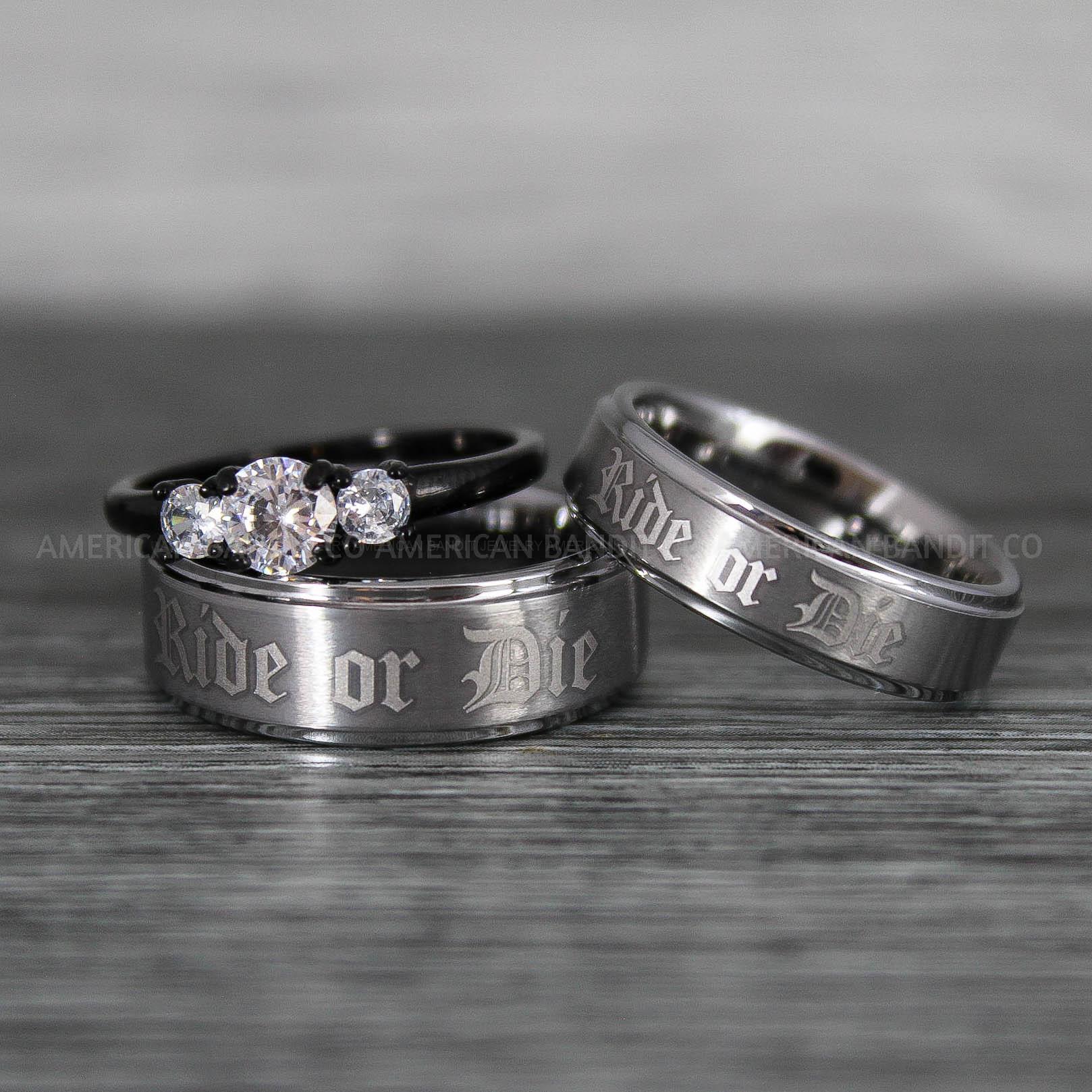 IMG_8623 Ride or Die Rings, Ride or Die, Ride or Die Wedding Rings, Ride or Die Wedding Bands, Silver Wedding Rings, Silver Wedding Bands, Biker Rings - Image 1