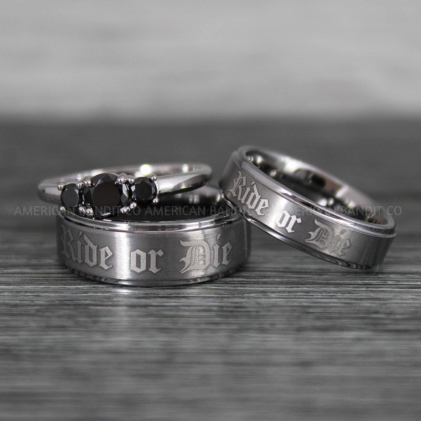 IMG_8624 Ride or Die Rings, Ride or Die, Ride or Die Wedding Rings, Ride or Die Wedding Bands, Silver Wedding Rings, Silver Wedding Bands, Biker Rings - Image 1