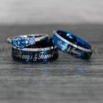 Always and Forever Rings, Couple Rings, Couple Wedding Bands, Matching Couple Rings, Couple Jewelry, Blue Wedding Rings