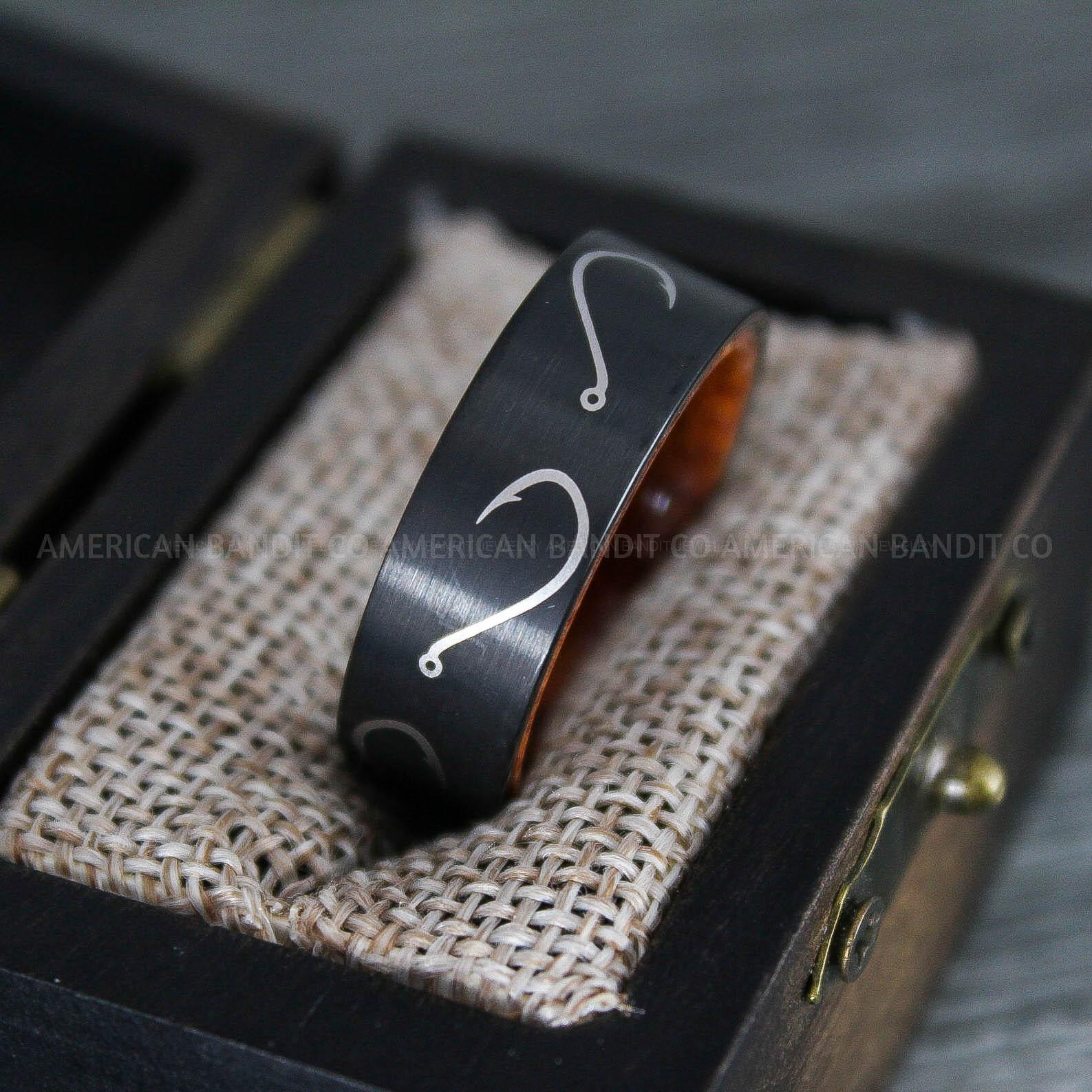 IMG_8633 Fishing Ring, Fishing Jewelry, Fishing Wedding Ring, Fisherman Ring, Catfish Wedding Ring, Hunting Ring, Fish Hooks Ring - Image 1